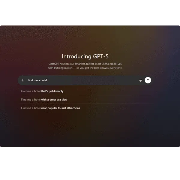 AI chat interface answering a search question
