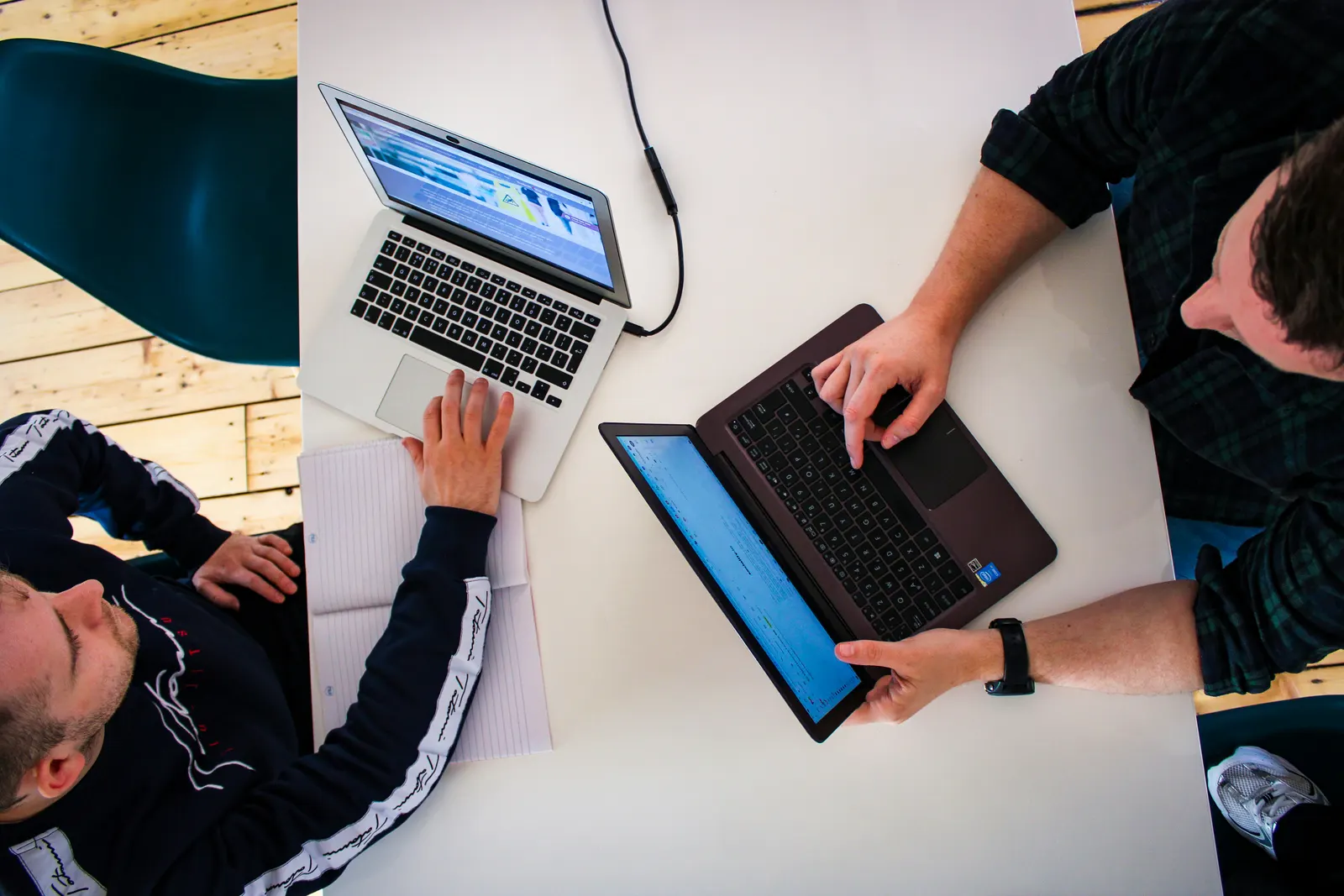 Team working together on laptops